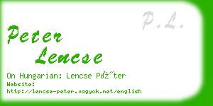 peter lencse business card